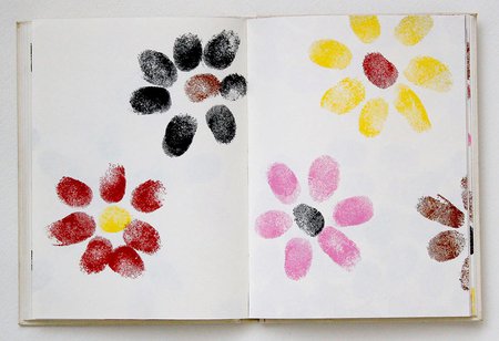 colourful fingerprints in flower shapes