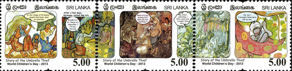 Set of stamps depicting a story by Sybil Wettasinghe