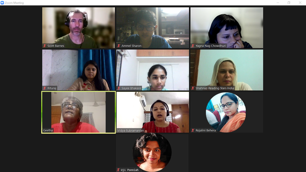 screenshot of ten participant faces at an online discussion on zoom